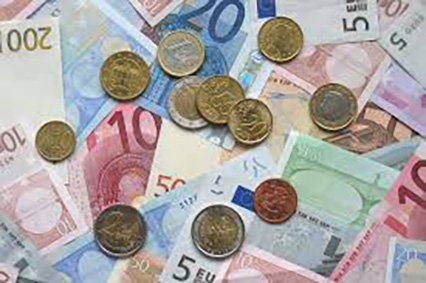 Money in a variety of denominations.